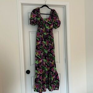 Express Floral Puff Sleeve Maxi Dress